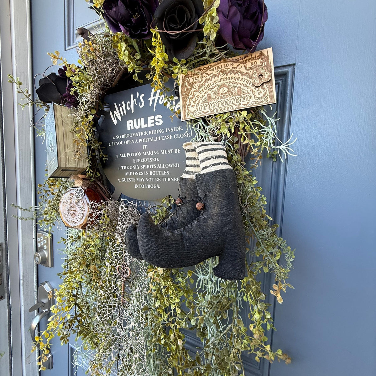 Handmade Halloween Witch Wreath | Halloween Decor | Witch Hat | Summerween | Rustic Farmhouse | Ouji board | Primitive Wreath | 24”x 40”