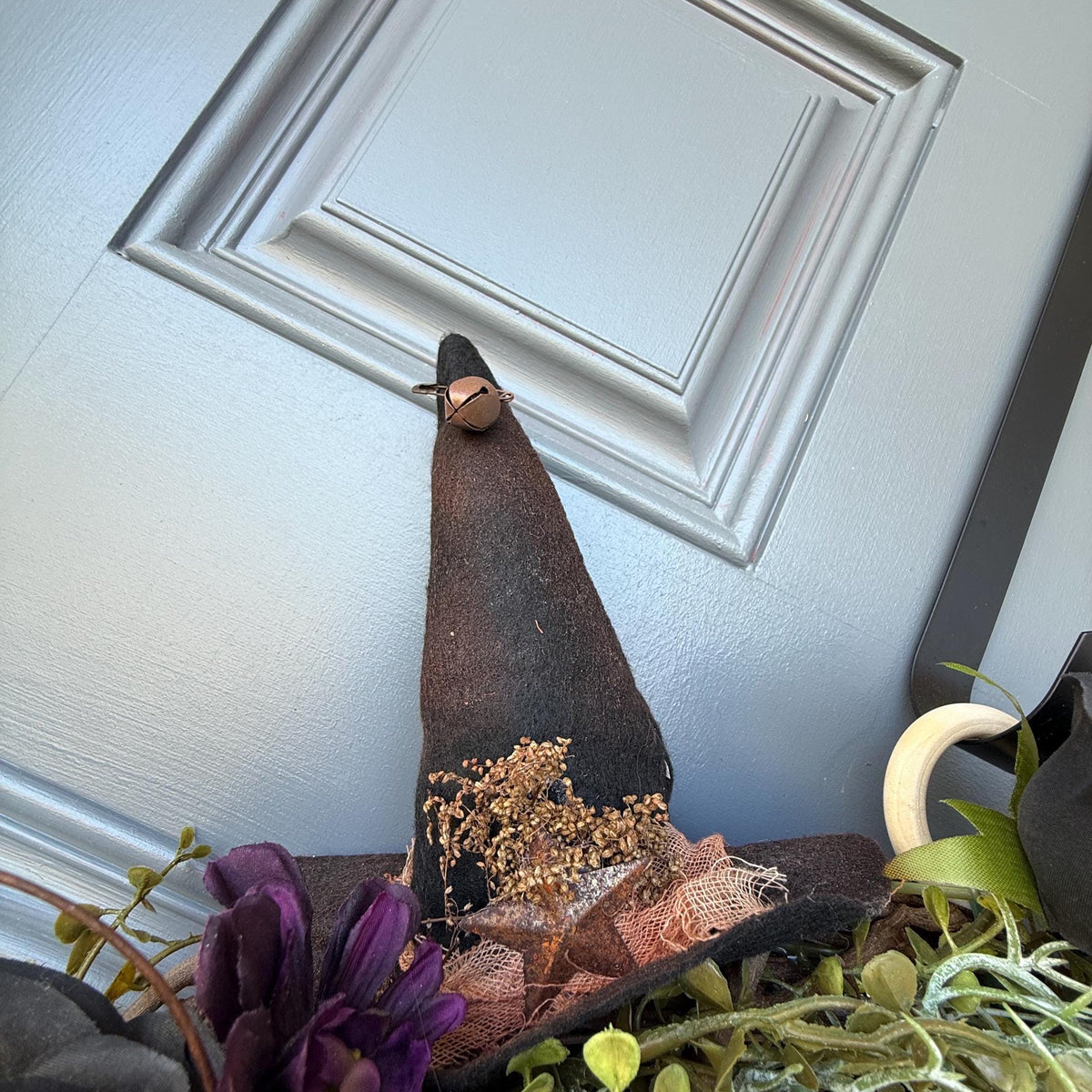 Handmade Halloween Witch Wreath | Halloween Decor | Witch Hat | Summerween | Rustic Farmhouse | Ouji board | Primitive Wreath | 24”x 40”