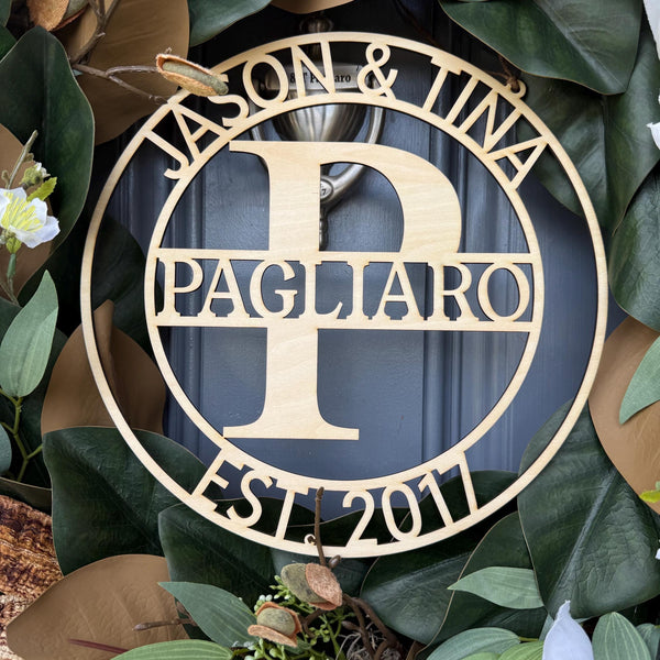 Personalized Magnolia Wreath | Handmade Magnolia Wreath | White Blooms and Green Leaves | Front Door Decor