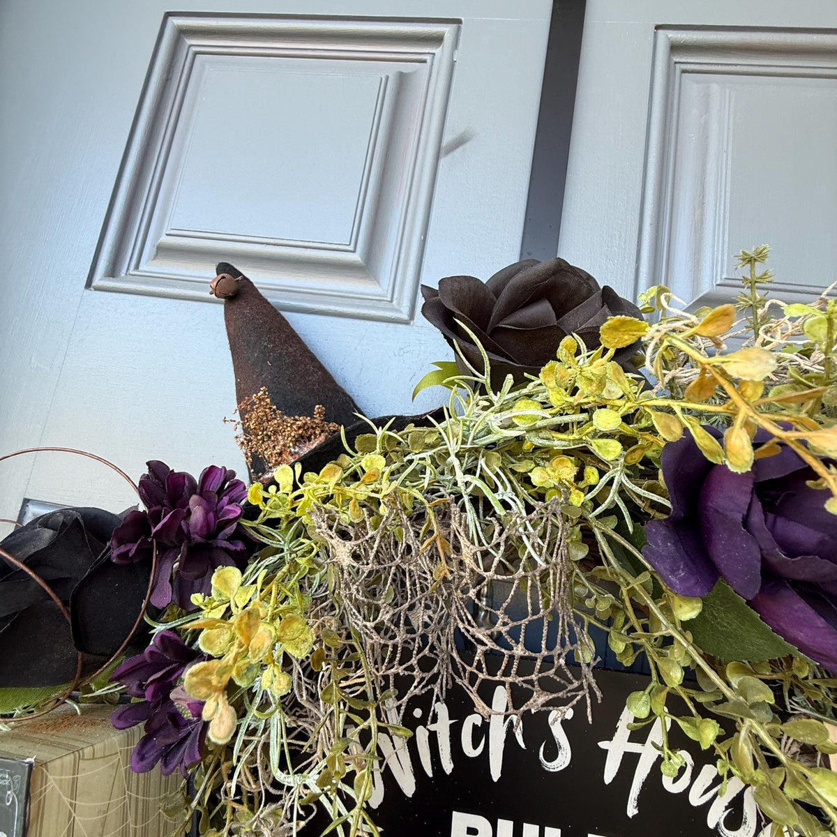 Handmade Halloween Witch Wreath | Halloween Decor | Witch Hat | Summerween | Rustic Farmhouse | Ouji board | Primitive Wreath | 24”x 40”