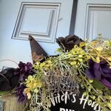 Handmade Halloween Witch Wreath | Halloween Decor | Witch Hat | Summerween | Rustic Farmhouse | Ouji board | Primitive Wreath | 24”x 40”