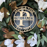 Personalized Magnolia Wreath | Handmade Magnolia Wreath | White Blooms and Green Leaves | Front Door Decor