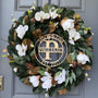 Personalized Magnolia Wreath | Handmade Magnolia Wreath | White Blooms and Green Leaves | Front Door Decor