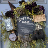 Handmade Halloween Witch Wreath | Halloween Decor | Witch Hat | Summerween | Rustic Farmhouse | Ouji board | Primitive Wreath | 24”x 40”