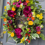 Summer Wreath | Colorful Floral Front Door Decor | Cottagecore Door Design