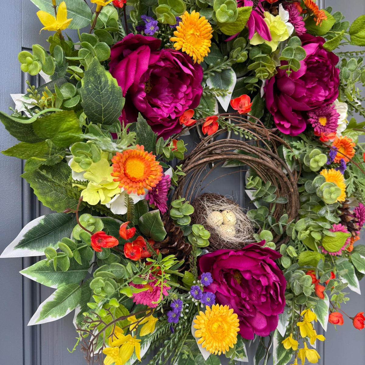 Summer Wreath | Colorful Floral Front Door Decor | Cottagecore Door Design