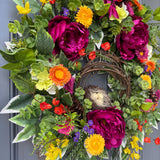 Summer Wreath | Colorful Floral Front Door Decor | Cottagecore Door Design