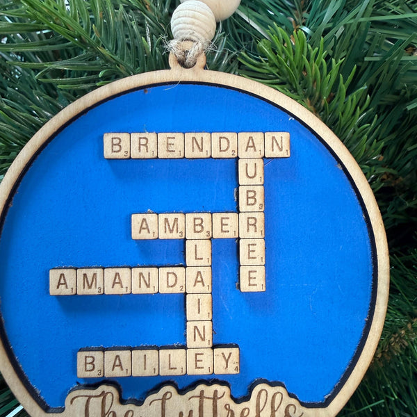 Custom Christmas Ornament, Scrabble Lovers Gift, Gamenight Gift,