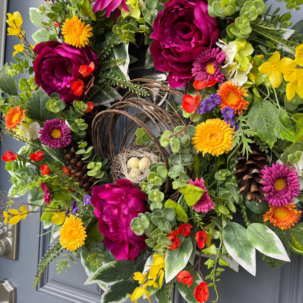 Summer Wreath | Colorful Floral Front Door Decor | Cottagecore Door Design