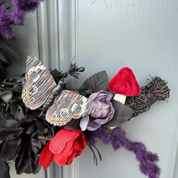 Hand painted Halloween Witch Wreath | Halloween Decor | Witch lovers | Summerween | Crescent Moon | Primitive Wreath 20”