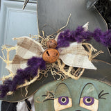 Hand painted Halloween Witch Wreath | Halloween Decor | Witch lovers | Summerween | Crescent Moon | Primitive Wreath 20”