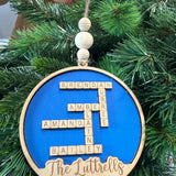 Custom Christmas Ornament, Scrabble Lovers Gift, Gamenight Gift,