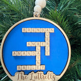 Custom Christmas Ornament, Scrabble Lovers Gift, Gamenight Gift,