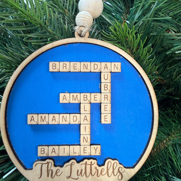 Custom Christmas Ornament, Scrabble Lovers Gift, Gamenight Gift,