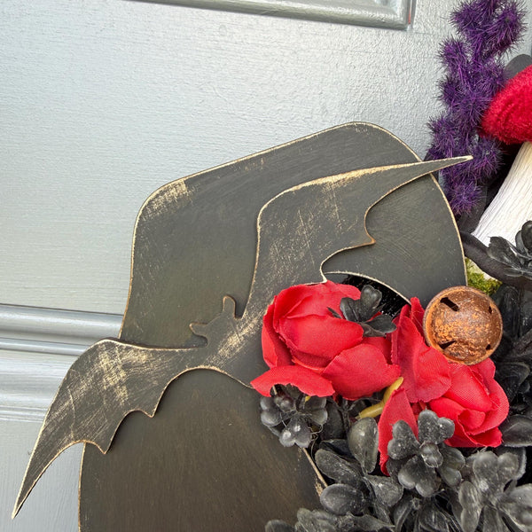Hand painted Halloween Witch Wreath | Halloween Decor | Witch lovers | Summerween | Crescent Moon | Primitive Wreath 20”
