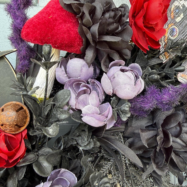 Hand painted Halloween Witch Wreath | Halloween Decor | Witch lovers | Summerween | Crescent Moon | Primitive Wreath 20”