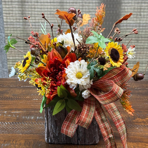 Fall flower arrangement with personalization | Thanksgiving floral centerpiece | Thank you bouquet | Hostess gift