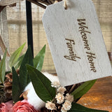 Tabletop personalized wreath | 10” grapevine wreath on a black metal stand | Thank you gift | Coworker gift | Desktop decor