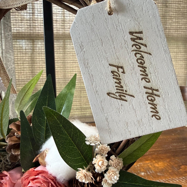 Tabletop personalized wreath | 10” grapevine wreath on a black metal stand | Thank you gift | Coworker gift | Desktop decor
