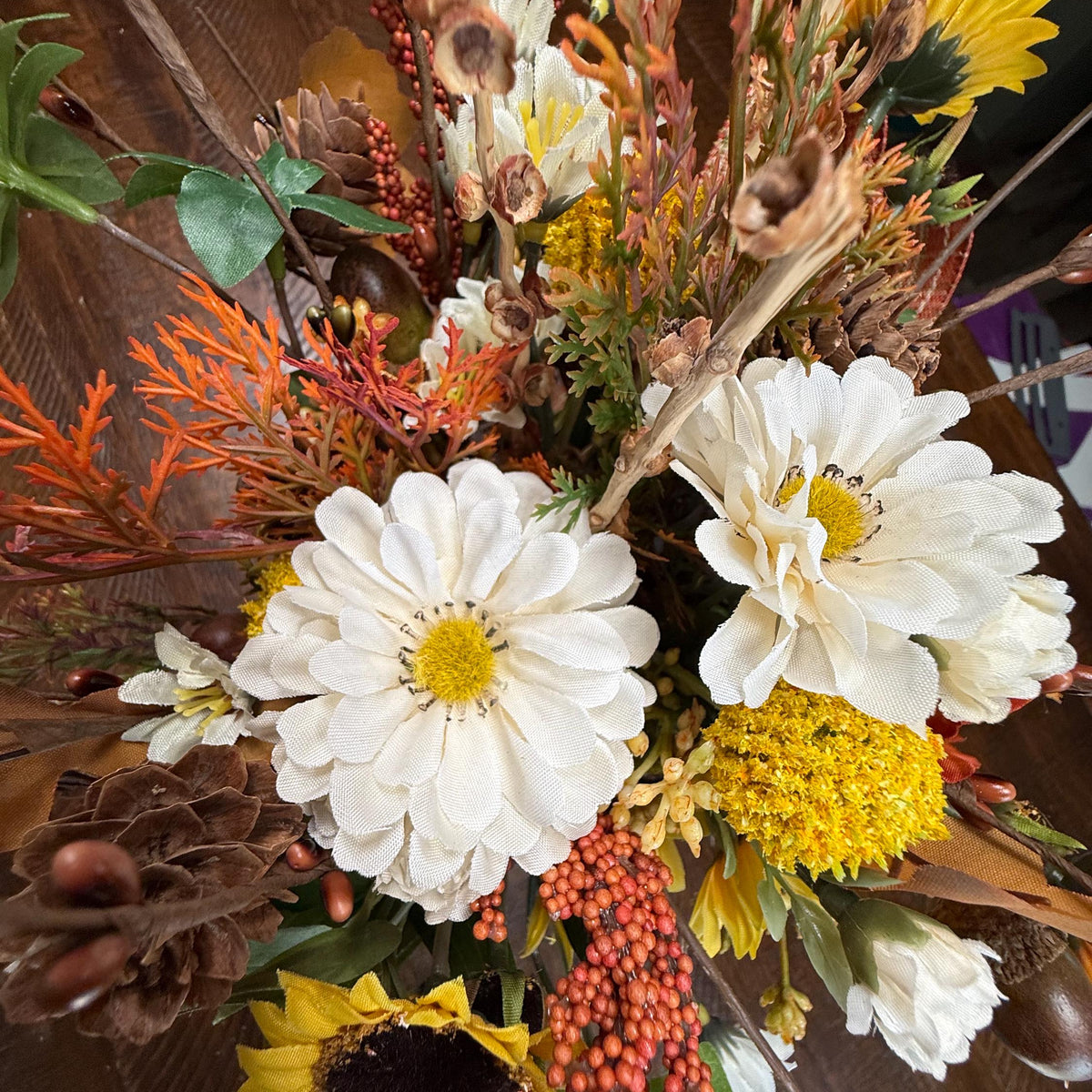 Fall flower arrangement with personalization | Thanksgiving floral centerpiece | Thank you bouquet | Hostess gift