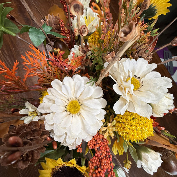Fall flower arrangement with personalization | Thanksgiving floral centerpiece | Thank you bouquet | Hostess gift
