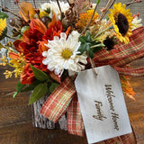 Fall flower arrangement with personalization | Thanksgiving floral centerpiece | Thank you bouquet | Hostess gift