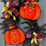 Pumpkin Handmade Wreath | Halloween Decor | | Summerween | Orange Wreath | 24”x 24” | Black square wreath base | Designsbysunsetlake