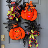 Pumpkin Handmade Wreath | Halloween Decor | | Summerween | Orange Wreath | 24”x 24” | Black square wreath base | Designsbysunsetlake