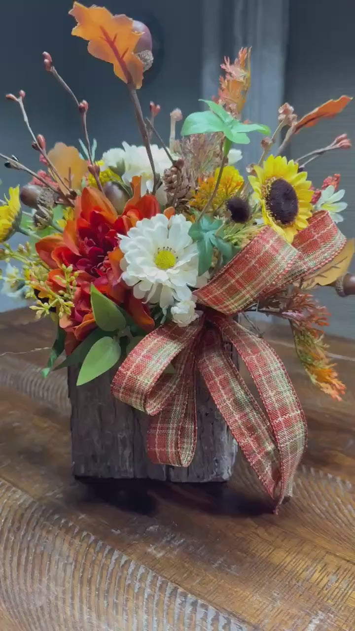 Fall flower arrangement with personalization | Thanksgiving floral centerpiece | Thank you bouquet | Hostess gift