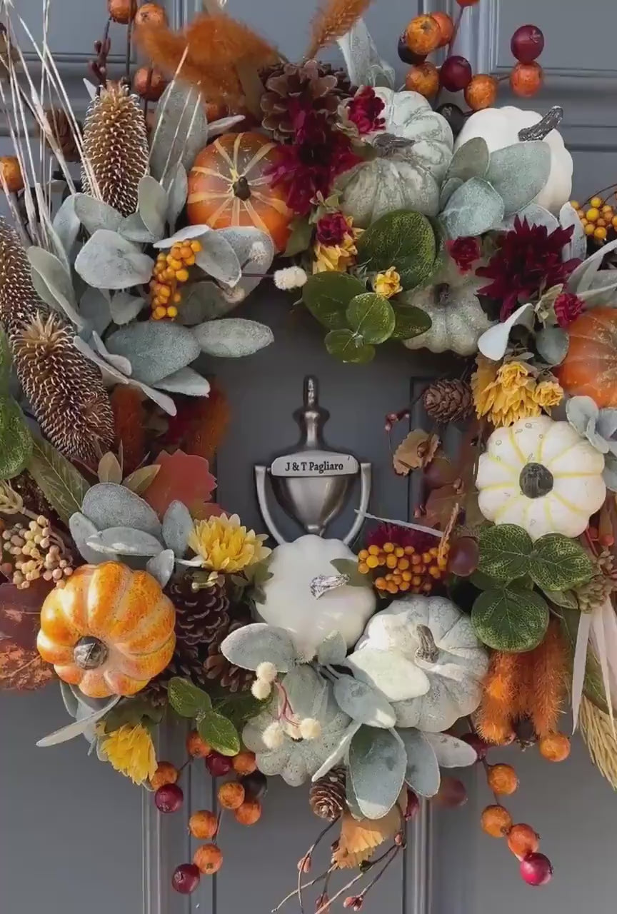 Handmade Fall Front Door Wreath | Rustic Farmhouse Decor