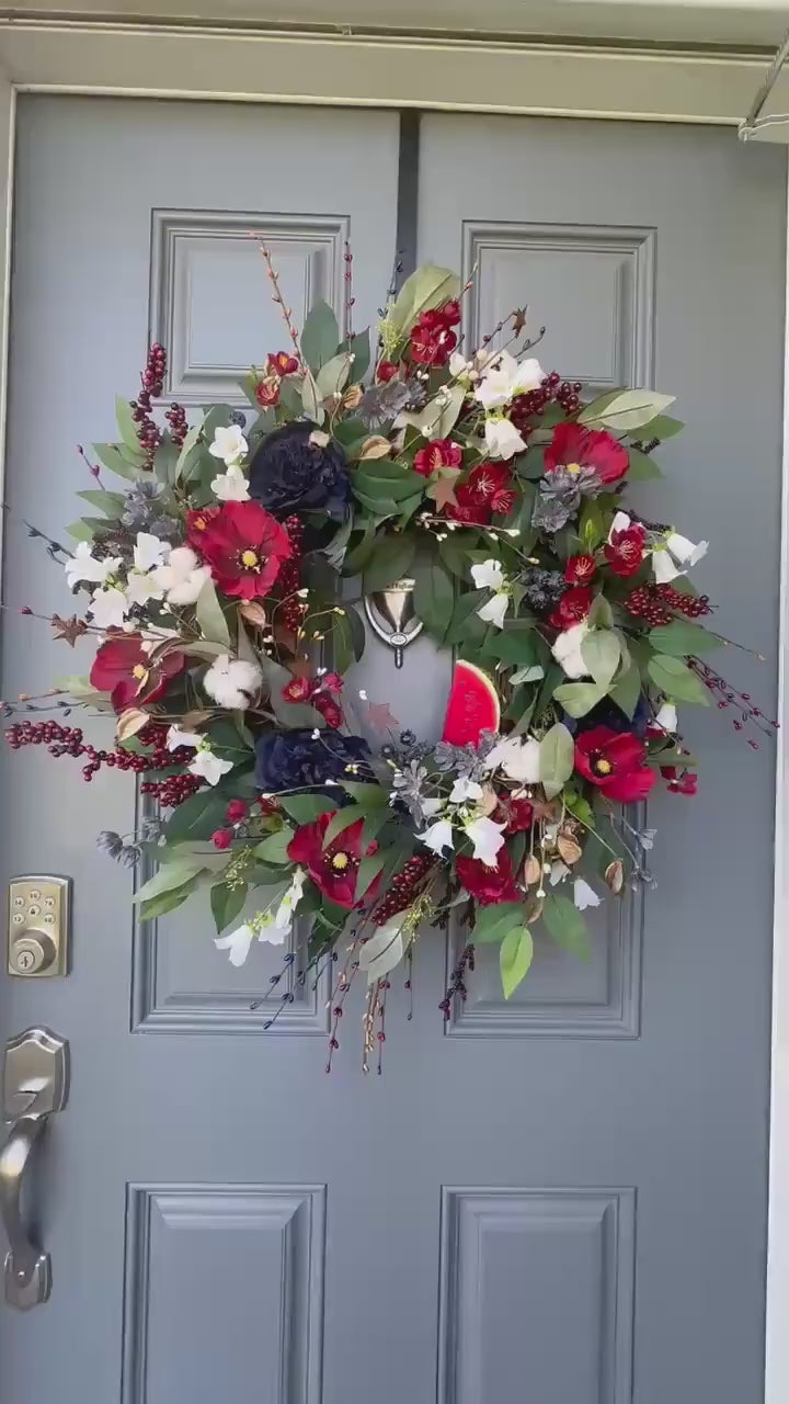 Handmade Patriotic Wreath 4th of July Front Door Decor