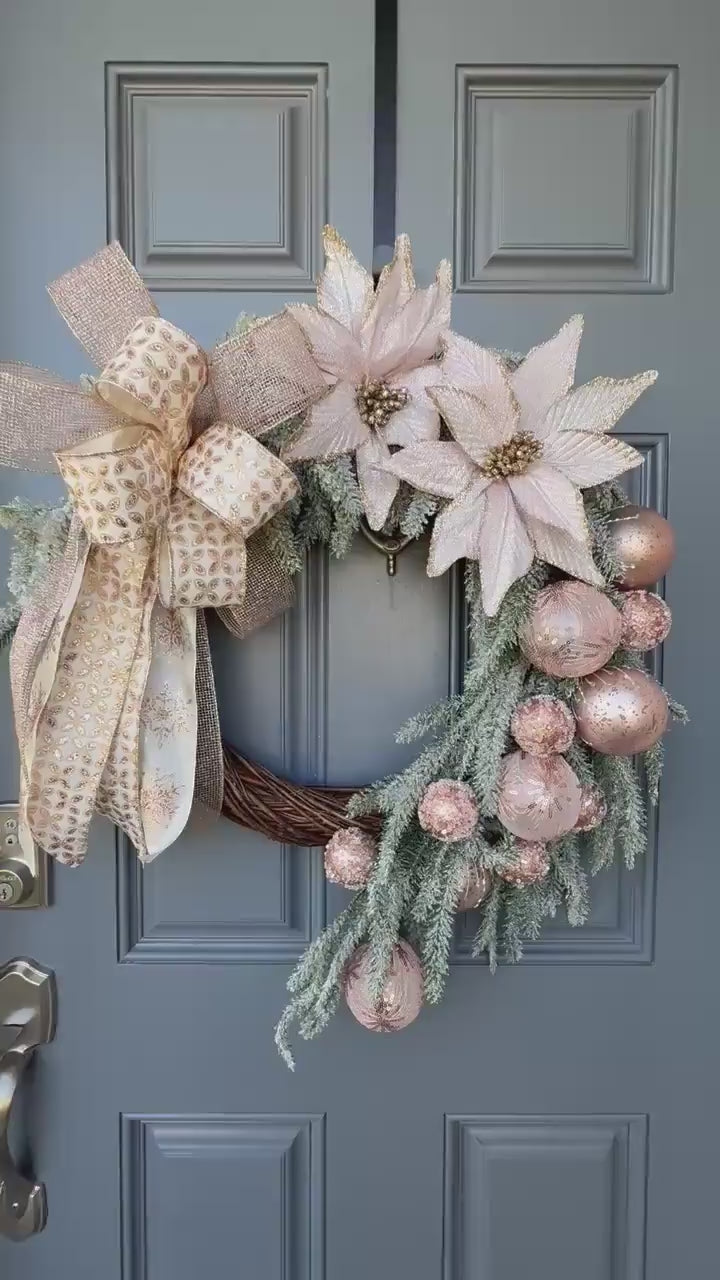Snowy Pink Christmas  Wreath