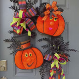 Pumpkin Handmade Wreath | Halloween Decor |  | Summerween | Orange Wreath | 24”x 24” | Black square wreath base | Designsbysunsetlake