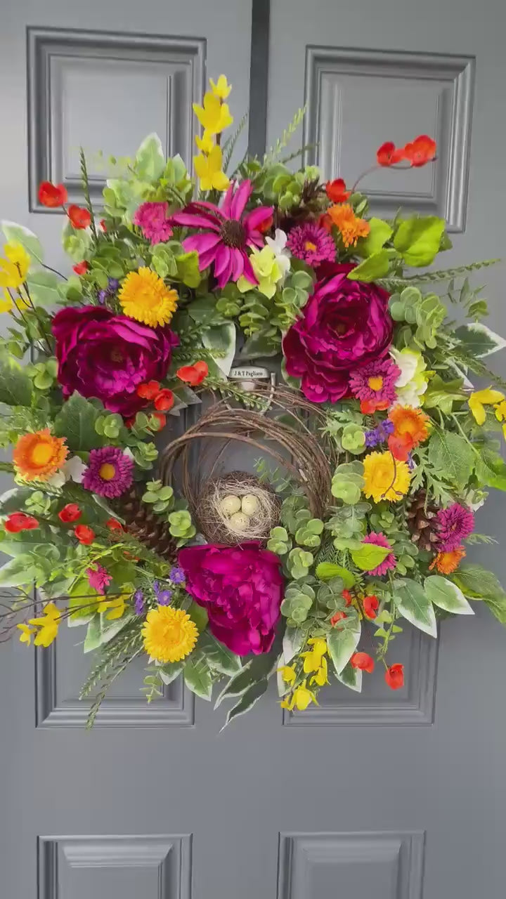 Summer Wreath | Colorful Floral Front Door Decor | Cottagecore Door Design