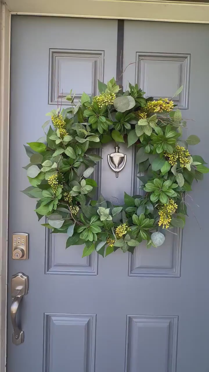 Yellow Seeded Eucalyptus Wreath